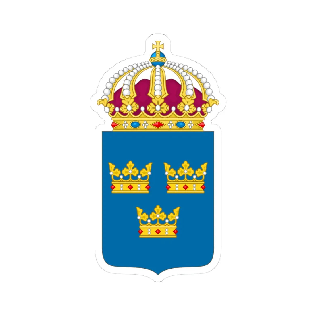 Coat of arms of Sweden - STICKER Vinyl Kiss-Cut Decal 3 Inch White - The Sticker Space