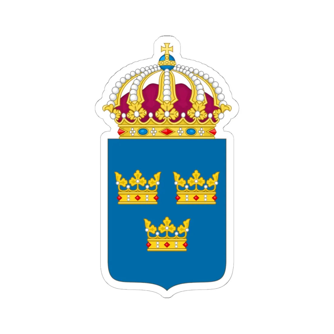 Coat of arms of Sweden - STICKER Vinyl Kiss-Cut Decal 6 Inch White - The Sticker Space