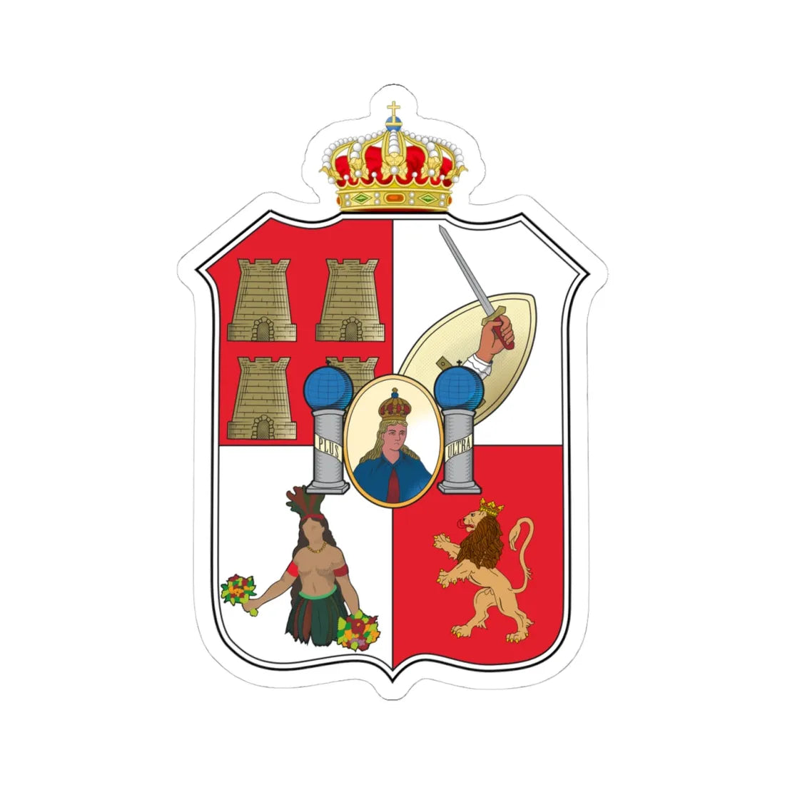 Coat of arms of Tabasco (Mexico) (Coat of Arms) STICKER Vinyl Kiss-Cut Decal 4 Inch White - The Sticker Space