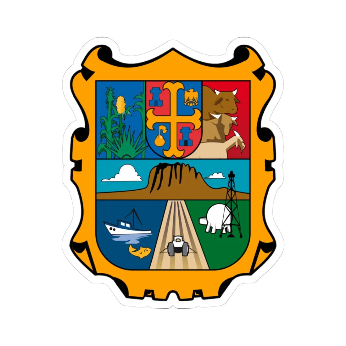 Coat of arms of Tamaulipas (Mexico) (Coat of Arms) STICKER Vinyl Kiss-Cut Decal 3 Inch White - The Sticker Space