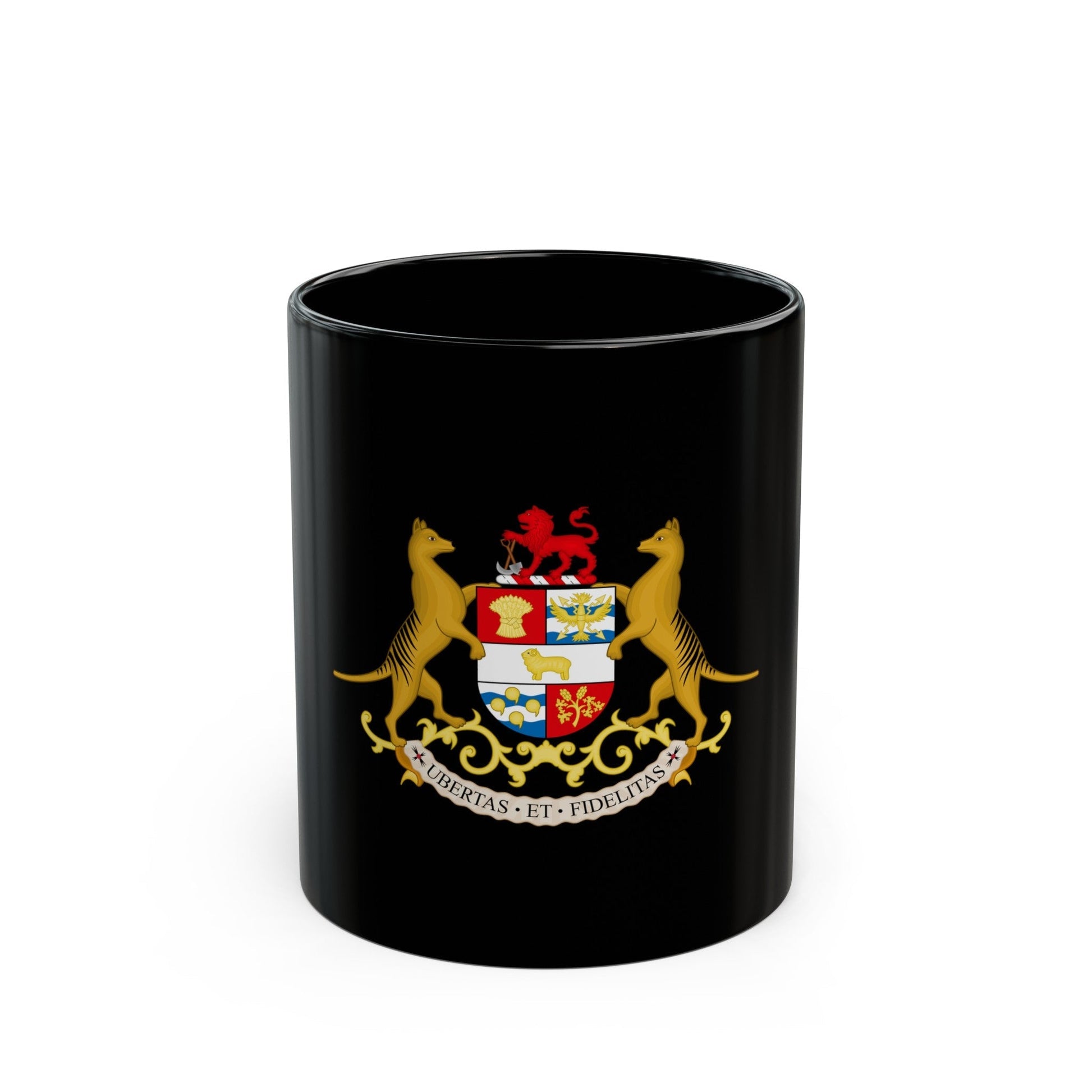 Coat of arms of Tasmania - Black Coffee Mug-11oz-The Sticker Space