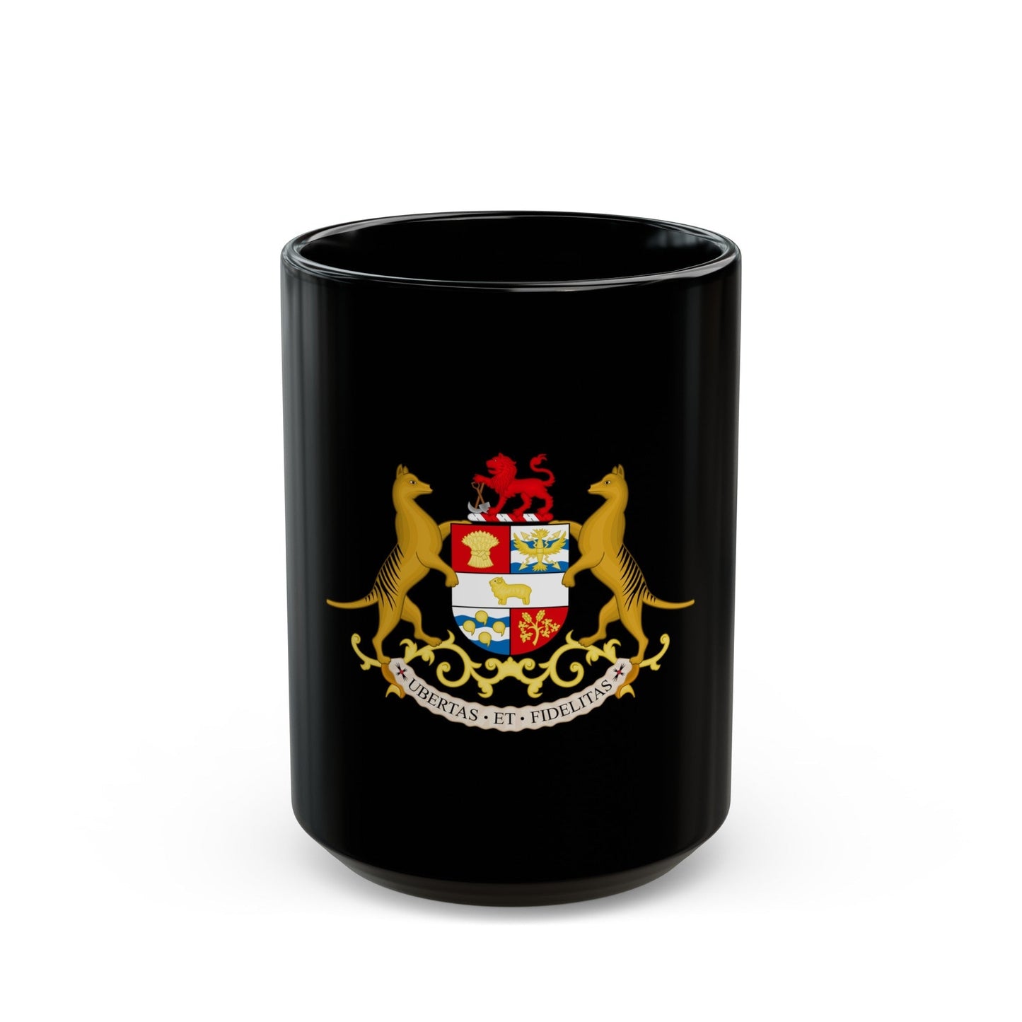 Coat of arms of Tasmania - Black Coffee Mug-15oz-The Sticker Space