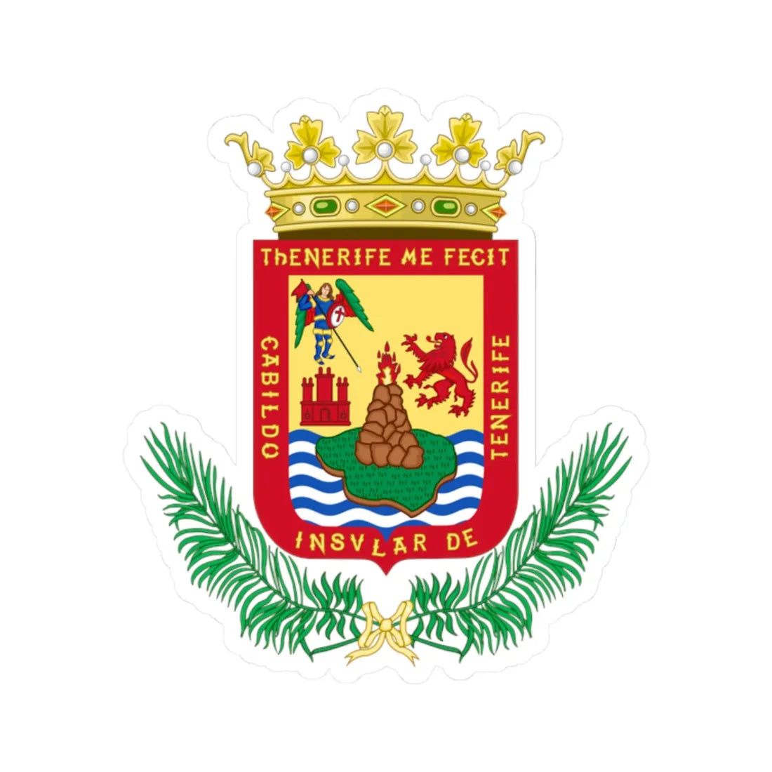 Coat of Arms of Tenerife (Spain) (Coat of Arms) STICKER Vinyl Kiss-Cut Decal 2 Inch White - The Sticker Space