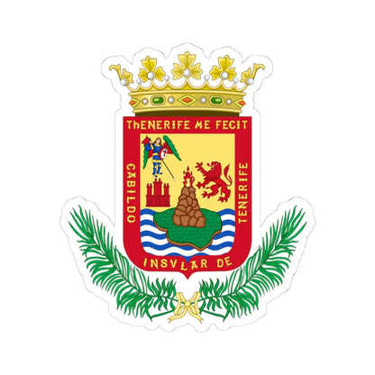 Coat of Arms of Tenerife (Spain) (Coat of Arms) STICKER Vinyl Kiss-Cut Decal 4 Inch White - The Sticker Space