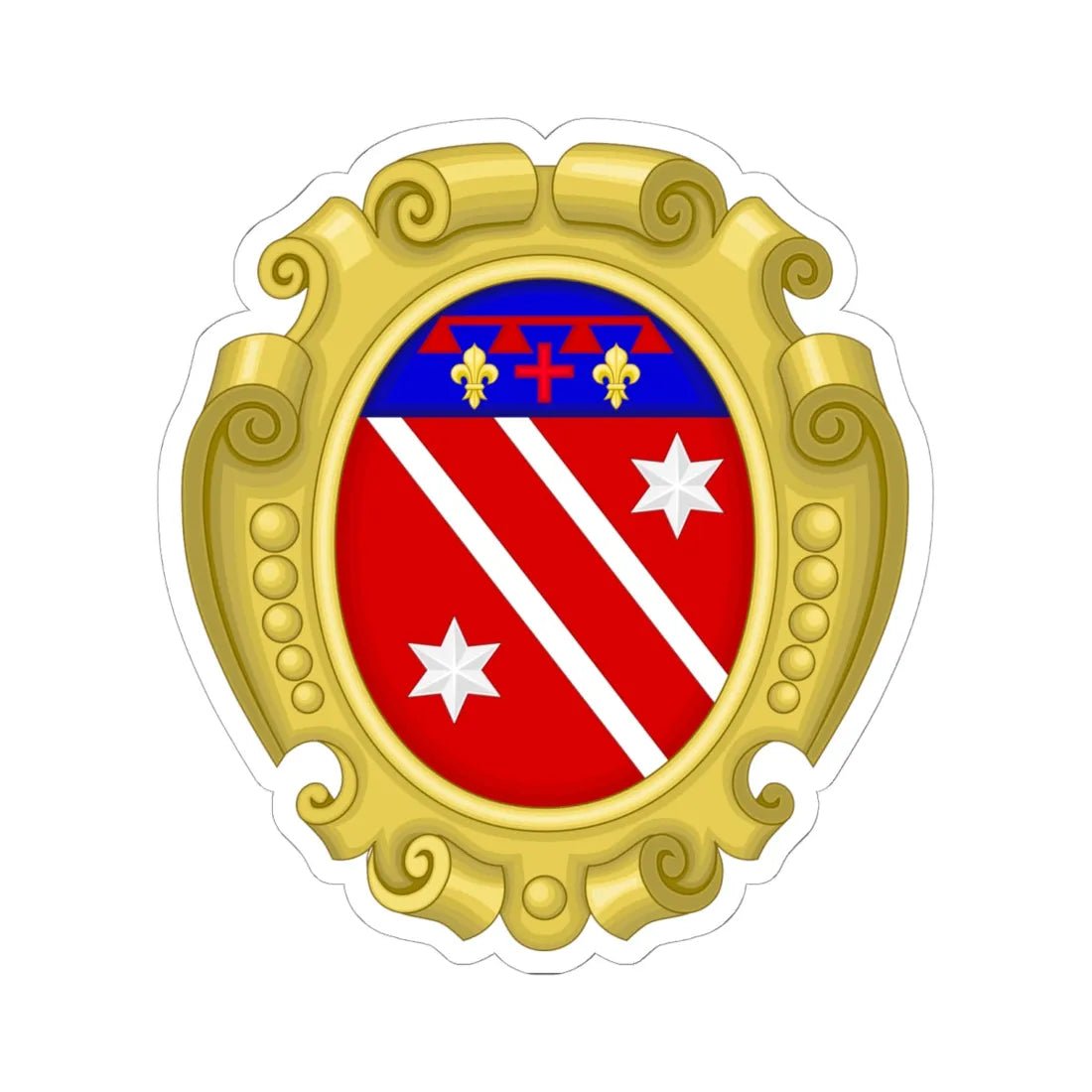 Coat of arms of th Bonaparte family in San Miniato Scala (Italy) (Coat of Arms) STICKER Vinyl Kiss-Cut Decal 6 Inch White - The Sticker Space