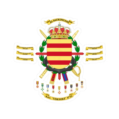 Coat of Arms of the 10th Armored Regiment Córdoba 2015 (Spain) (Coat of Arms) STICKER Vinyl Kiss-Cut Decal 2 Inch White - The Sticker Space