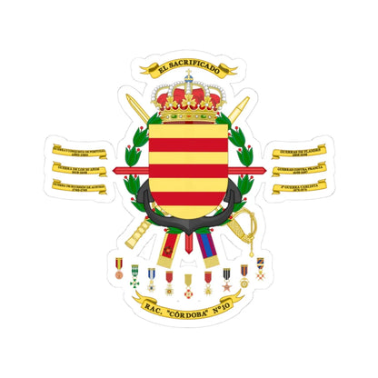 Coat of Arms of the 10th Armored Regiment Córdoba 2015 (Spain) (Coat of Arms) STICKER Vinyl Kiss-Cut Decal 3 Inch White - The Sticker Space