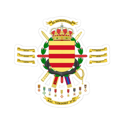 Coat of Arms of the 10th Armored Regiment Córdoba 2015 (Spain) (Coat of Arms) STICKER Vinyl Kiss-Cut Decal 4 Inch White - The Sticker Space