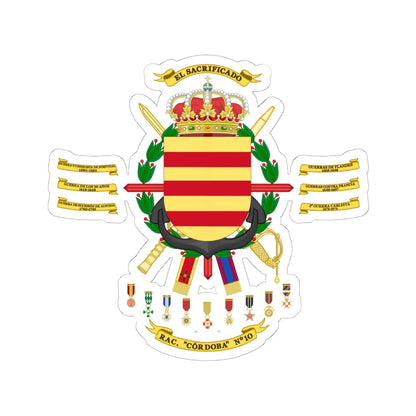 Coat of Arms of the 10th Armored Regiment Córdoba 2015 (Spain) (Coat of Arms) STICKER Vinyl Kiss-Cut Decal 6 Inch White - The Sticker Space