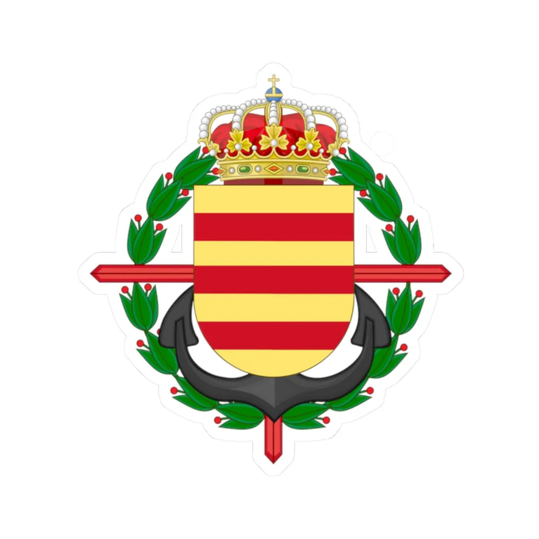 Coat of Arms of the 10th Armored Regiment Córdoba Common variant (Spain) (Coat of Arms) STICKER Vinyl Kiss-Cut Decal 2 Inch White - The Sticker Space