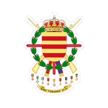 Coat of Arms of the 10th Armoured Infantry Regiment Córdoba (Spain) (Coat of Arms) STICKER Vinyl Kiss-Cut Decal 3 Inch White - The Sticker Space
