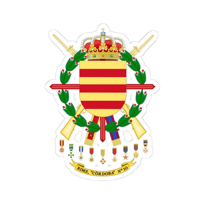 Coat of Arms of the 10th Armoured Infantry Regiment Córdoba (Spain) (Coat of Arms) STICKER Vinyl Kiss-Cut Decal 4 Inch White - The Sticker Space