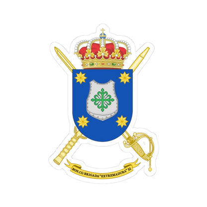 Coat of Arms of the 11th Brigade Extremadura Headquarters Battalion (Spain) (Coat of Arms) STICKER Vinyl Kiss-Cut Decal 3 Inch White - The Sticker Space