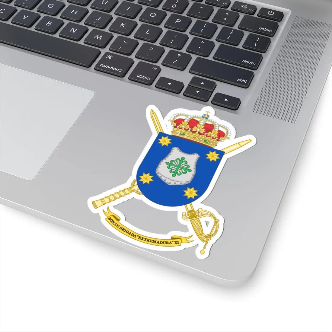 Coat of Arms of the 11th Brigade Extremadura Headquarters Battalion (Spain) (Coat of Arms) STICKER Vinyl Kiss-Cut Decal - The Sticker Space