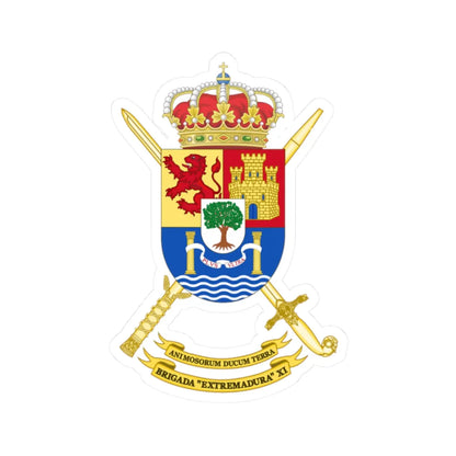 Coat of Arms of the 11th Brigade Extremadura Polyvalent Brigade (Spain) (Coat of Arms) STICKER Vinyl Kiss-Cut Decal 2 Inch White - The Sticker Space