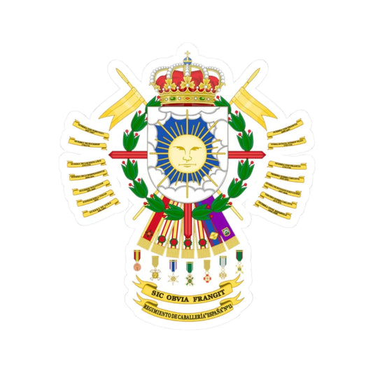 Coat of Arms of the 11th Light Armored Cavalry Regiment España (Spain) (Coat of Arms) STICKER Vinyl Kiss-Cut Decal 2 Inch White - The Sticker Space