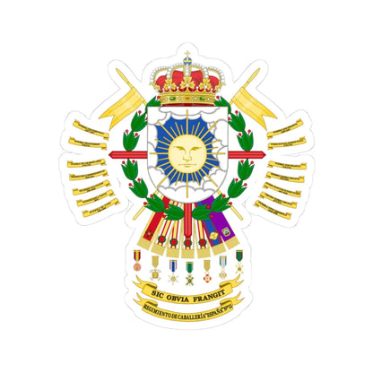 Coat of Arms of the 11th Light Armored Cavalry Regiment España (Spain) (Coat of Arms) STICKER Vinyl Kiss-Cut Decal 3 Inch White - The Sticker Space