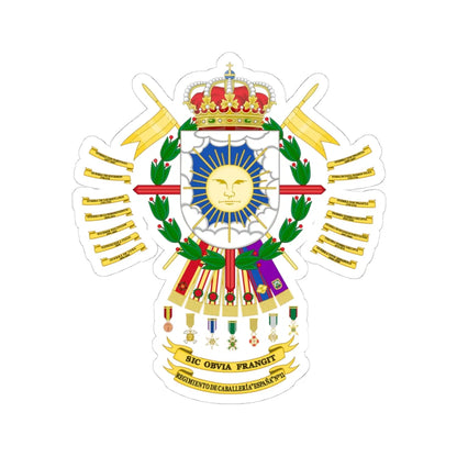 Coat of Arms of the 11th Light Armored Cavalry Regiment España (Spain) (Coat of Arms) STICKER Vinyl Kiss-Cut Decal 4 Inch White - The Sticker Space