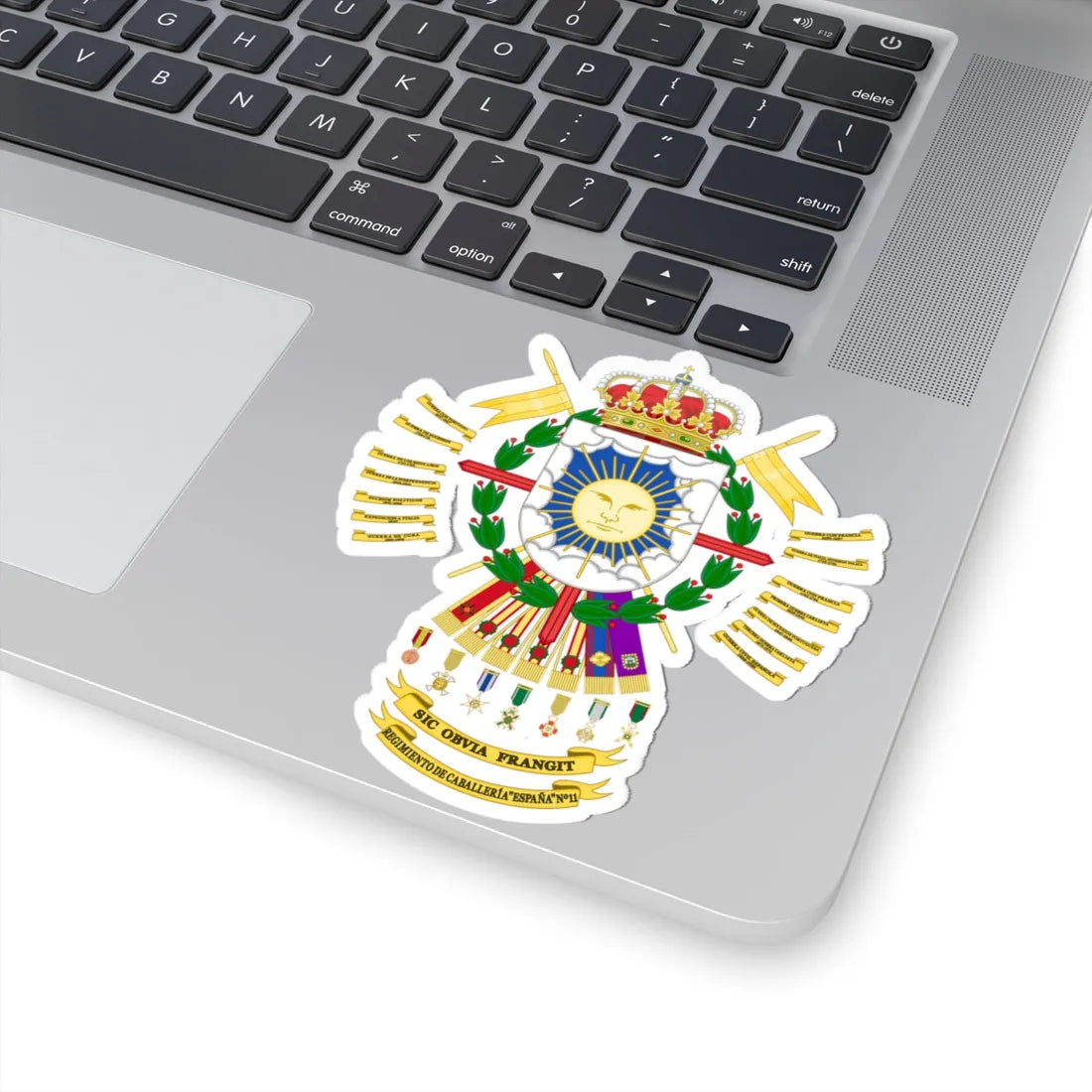 Coat of Arms of the 11th Light Armored Cavalry Regiment España (Spain) (Coat of Arms) STICKER Vinyl Kiss-Cut Decal - The Sticker Space