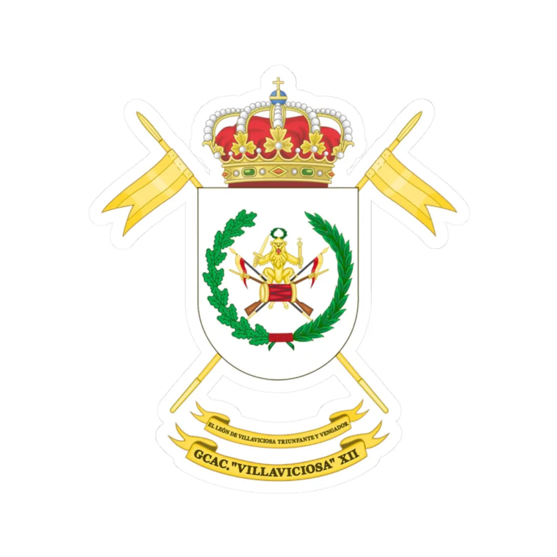 Coat of Arms of the 12th Armored Cavalry Group Villaviciosa (Spain) (Coat of Arms) STICKER Vinyl Kiss-Cut Decal 2 Inch White - The Sticker Space