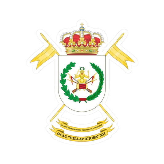 Coat of Arms of the 12th Armored Cavalry Group Villaviciosa (Spain) (Coat of Arms) STICKER Vinyl Kiss-Cut Decal 2 Inch White - The Sticker Space