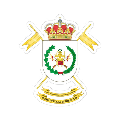 Coat of Arms of the 12th Armored Cavalry Group Villaviciosa (Spain) (Coat of Arms) STICKER Vinyl Kiss-Cut Decal 4 Inch White - The Sticker Space