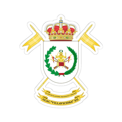 Coat of Arms of the 12th Armored Cavalry Group Villaviciosa (Spain) (Coat of Arms) STICKER Vinyl Kiss-Cut Decal 6 Inch White - The Sticker Space