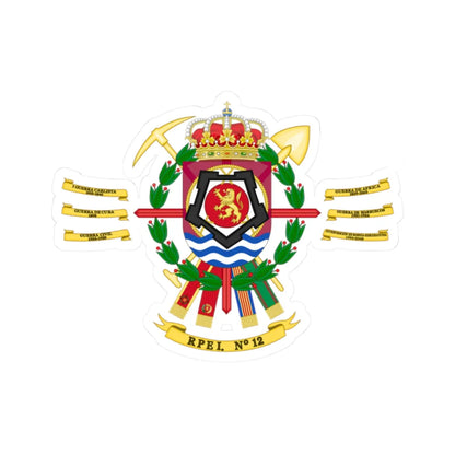 Coat of Arms of the 12th Bridge Engineer Regiment (Spain) (Coat of Arms) STICKER Vinyl Kiss-Cut Decal 2 Inch White - The Sticker Space
