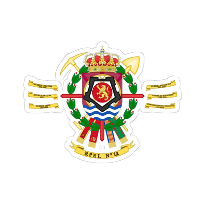 Coat of Arms of the 12th Bridge Engineer Regiment (Spain) (Coat of Arms) STICKER Vinyl Kiss-Cut Decal 6 Inch White - The Sticker Space