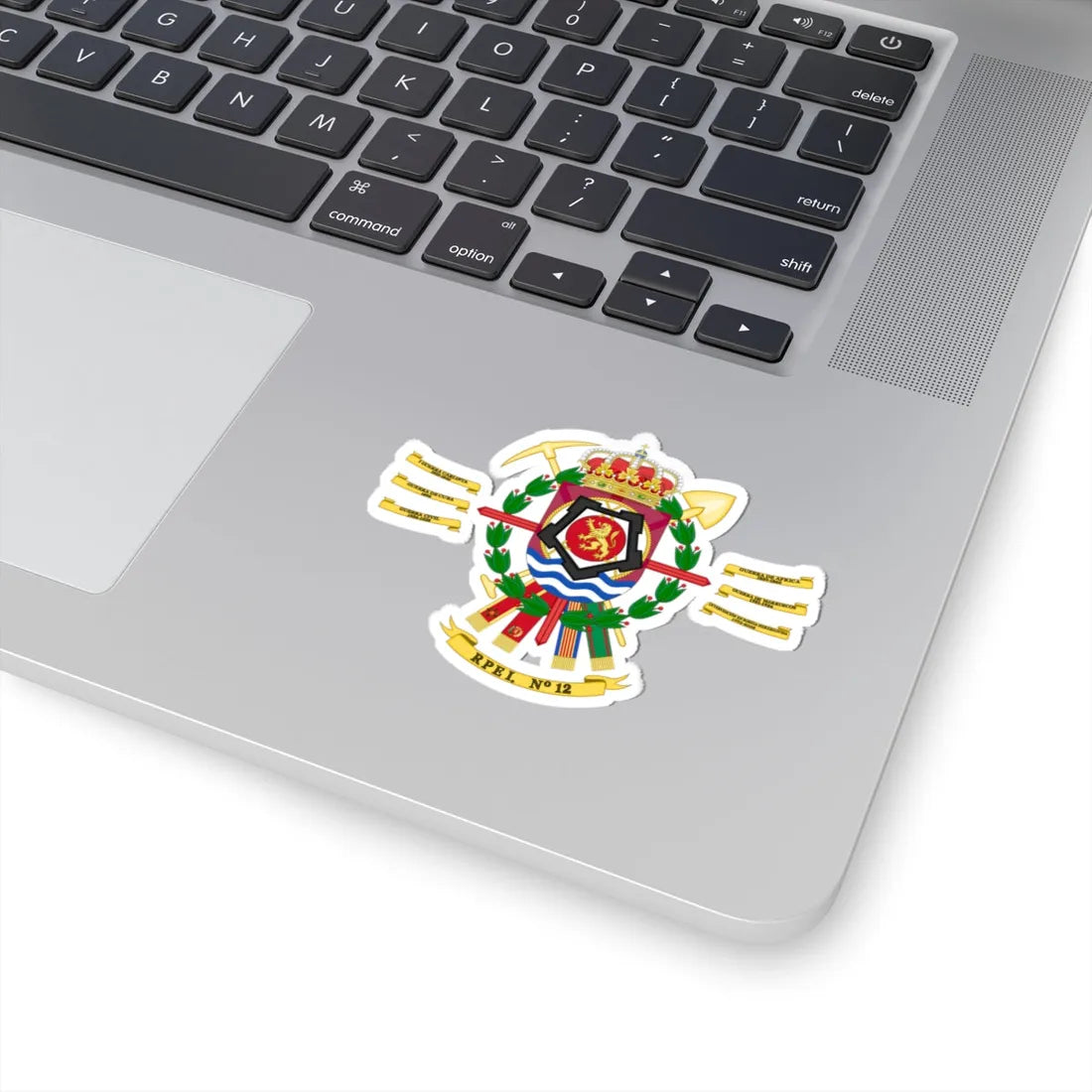 Coat of Arms of the 12th Bridge Engineer Regiment (Spain) (Coat of Arms) STICKER Vinyl Kiss-Cut Decal - The Sticker Space