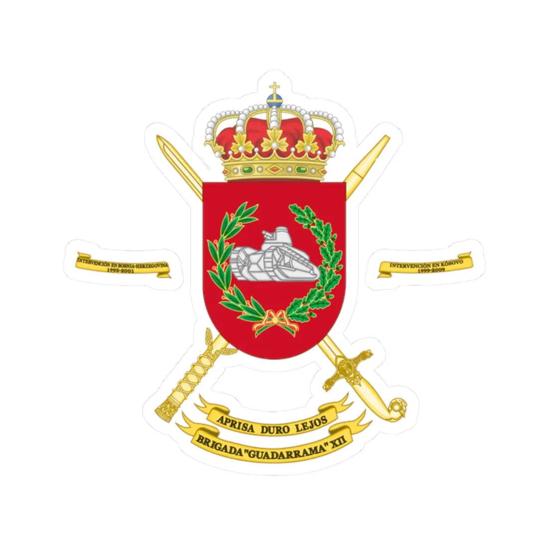 Coat of Arms of the 12th Brigade Guadarrama Polyvalent Brigade (Spain) (Coat of Arms) STICKER Vinyl Kiss-Cut Decal 2 Inch White - The Sticker Space