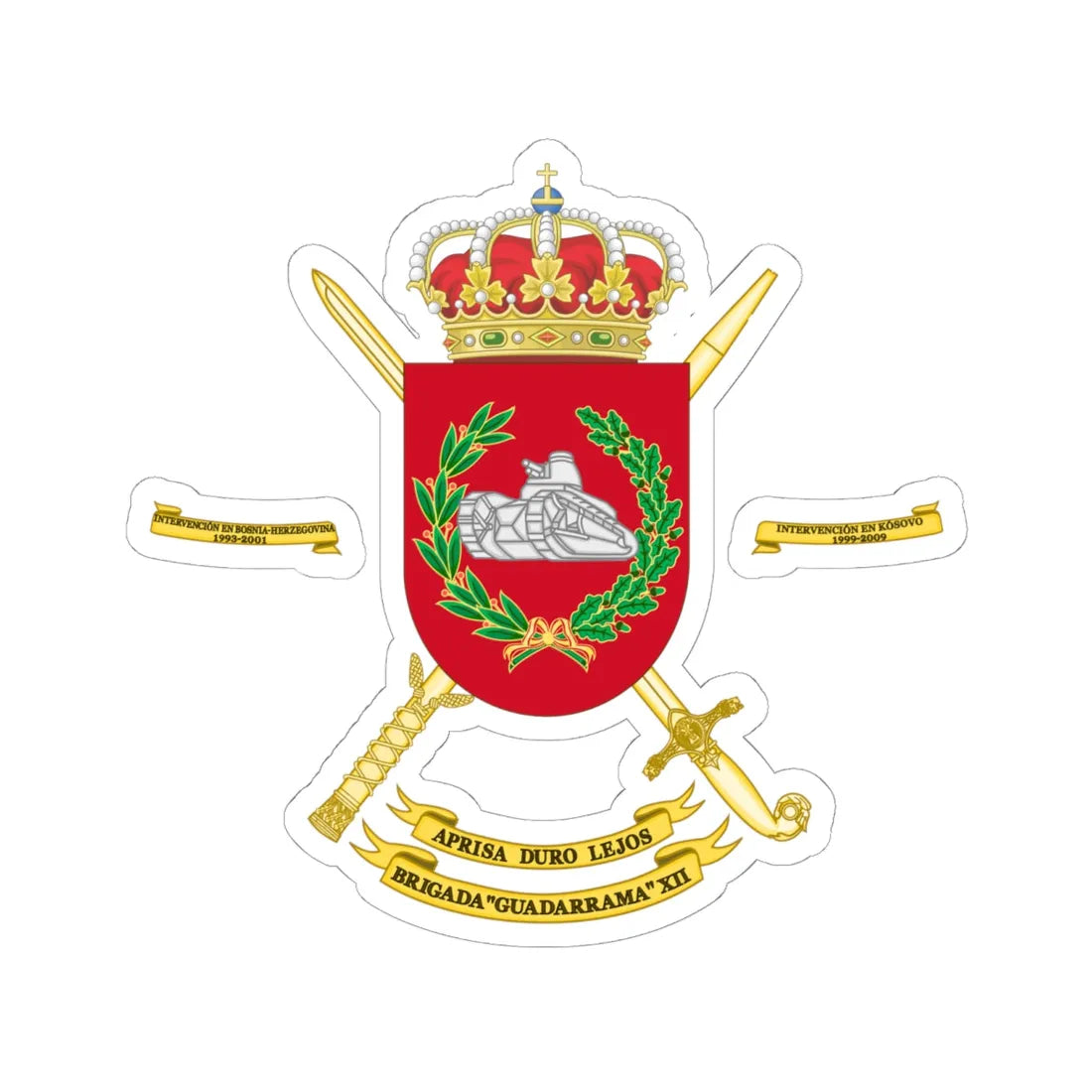 Coat of Arms of the 12th Brigade Guadarrama Polyvalent Brigade (Spain) (Coat of Arms) STICKER Vinyl Kiss-Cut Decal 6 Inch White - The Sticker Space