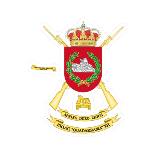 Coat of Arms of the 12th Mechanized Infantry Brigade Guadarrama (Spain) (Coat of Arms) STICKER Vinyl Kiss-Cut Decal 2 Inch White - The Sticker Space