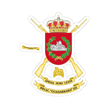 Coat of Arms of the 12th Mechanized Infantry Brigade Guadarrama (Spain) (Coat of Arms) STICKER Vinyl Kiss-Cut Decal 6 Inch White - The Sticker Space