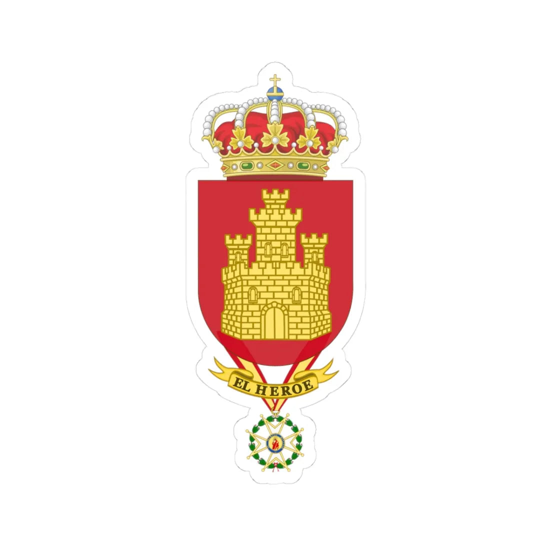 Coat of Arms of the 16th Armored Regiment Castilla Common variant (Spain) (Coat of Arms) STICKER Vinyl Kiss-Cut Decal 3 Inch White - The Sticker Space