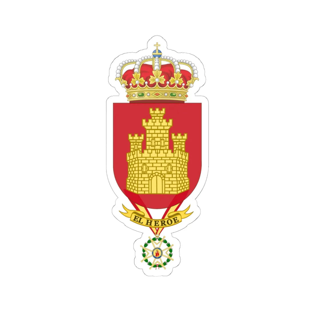 Coat of Arms of the 16th Armored Regiment Castilla Common variant (Spain) (Coat of Arms) STICKER Vinyl Kiss-Cut Decal 6 Inch White - The Sticker Space