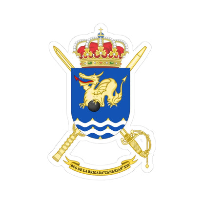 Coat of Arms of the 16th Brigade Canarias Headquarters Battalion (Spain) (Coat of Arms) STICKER Vinyl Kiss-Cut Decal 3 Inch White - The Sticker Space