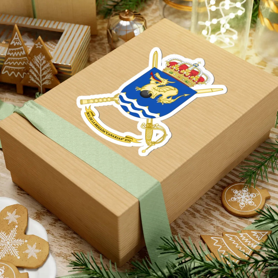 Coat of Arms of the 16th Brigade Canarias Headquarters Battalion (Spain) (Coat of Arms) STICKER Vinyl Kiss-Cut Decal - The Sticker Space