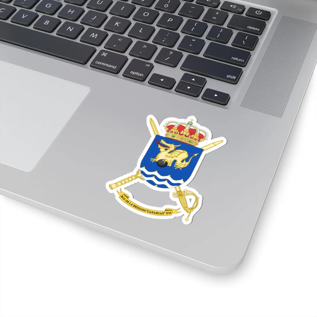 Coat of Arms of the 16th Brigade Canarias Headquarters Battalion (Spain) (Coat of Arms) STICKER Vinyl Kiss-Cut Decal - The Sticker Space