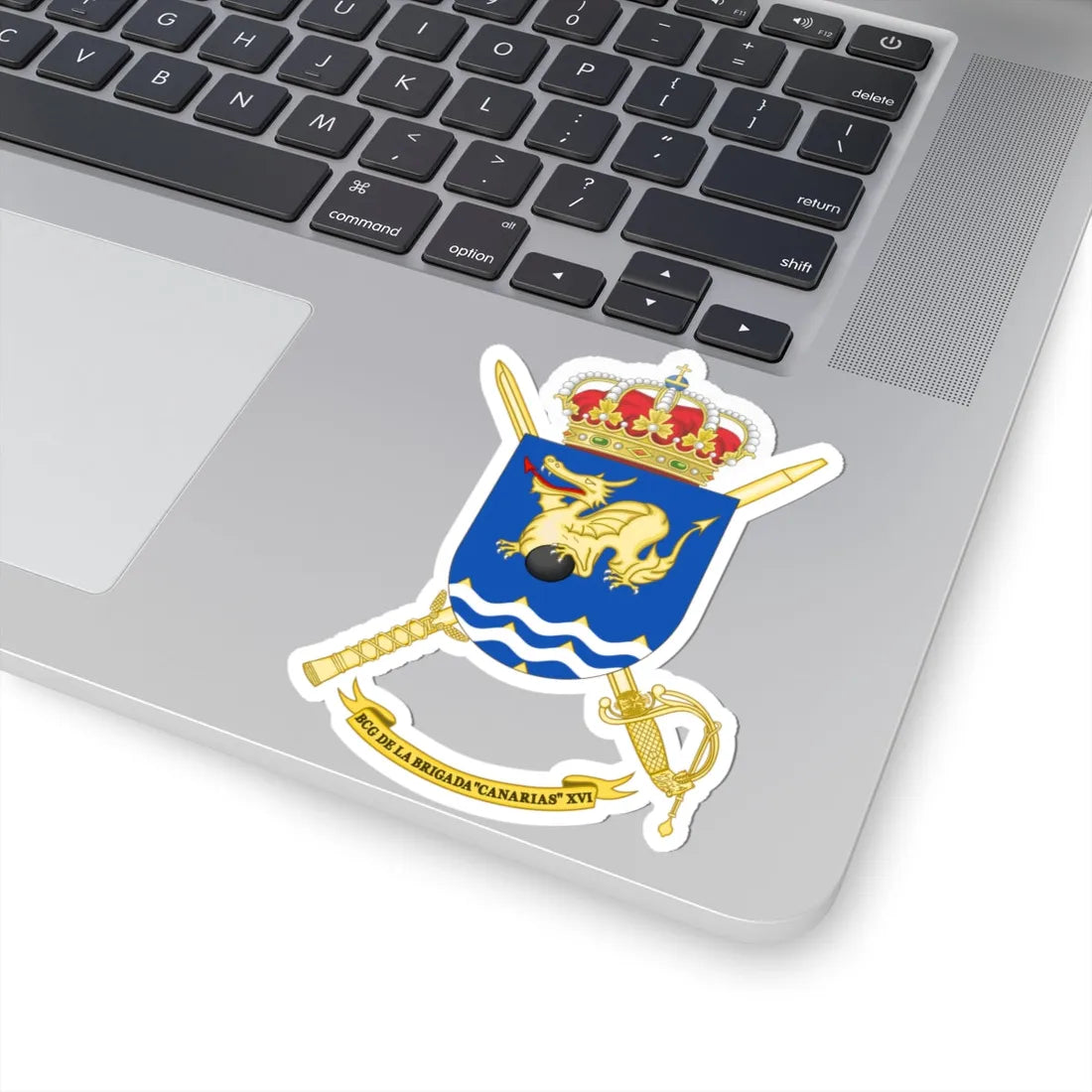 Coat of Arms of the 16th Brigade Canarias Headquarters Battalion (Spain) (Coat of Arms) STICKER Vinyl Kiss-Cut Decal - The Sticker Space