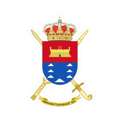 Coat of Arms of the 16th Brigade Canarias Polyvalent Brigade (Spain) (Coat of Arms) STICKER Vinyl Kiss-Cut Decal 2 Inch White - The Sticker Space