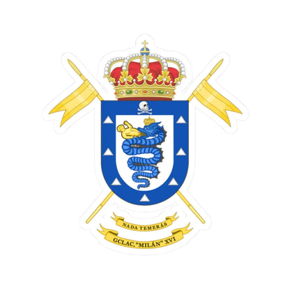 Coat of Arms of the 16th Light Armored Cavalry Group Milán (Spain) (Coat of Arms) STICKER Vinyl Kiss-Cut Decal 2 Inch White - The Sticker Space