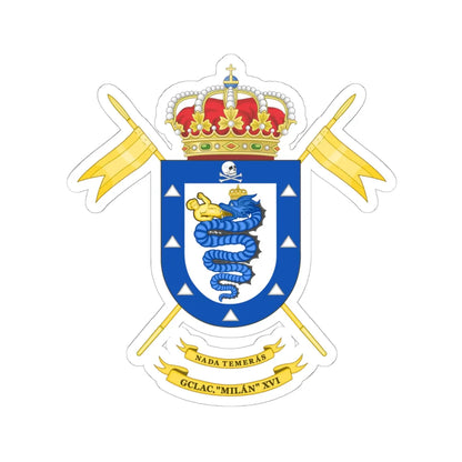 Coat of Arms of the 16th Light Armored Cavalry Group Milán (Spain) (Coat of Arms) STICKER Vinyl Kiss-Cut Decal 6 Inch White - The Sticker Space