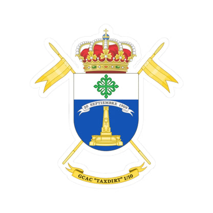 Coat of Arms of the 1st-10 Armored Cavalry Group Taxdirt (Spain) (Coat of Arms) STICKER Vinyl Kiss-Cut Decal 2 Inch White - The Sticker Space