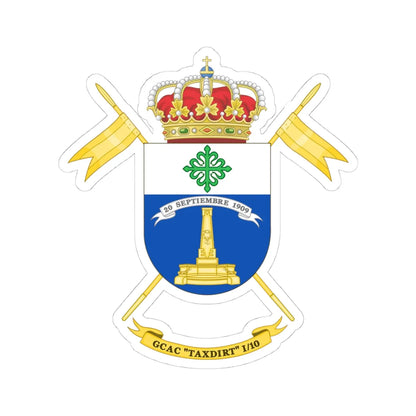Coat of Arms of the 1st-10 Armored Cavalry Group Taxdirt (Spain) (Coat of Arms) STICKER Vinyl Kiss-Cut Decal 4 Inch White - The Sticker Space