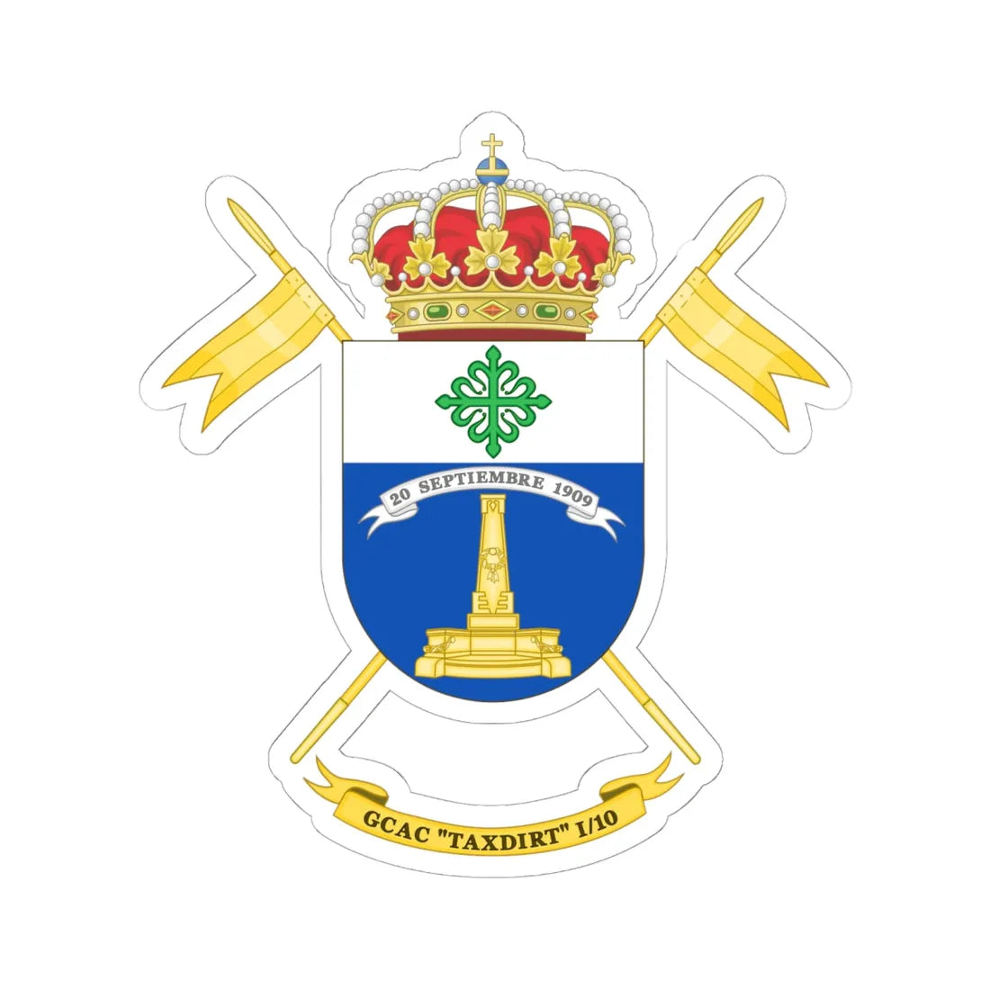Coat of Arms of the 1st-10 Armored Cavalry Group Taxdirt (Spain) (Coat of Arms) STICKER Vinyl Kiss-Cut Decal 6 Inch White - The Sticker Space