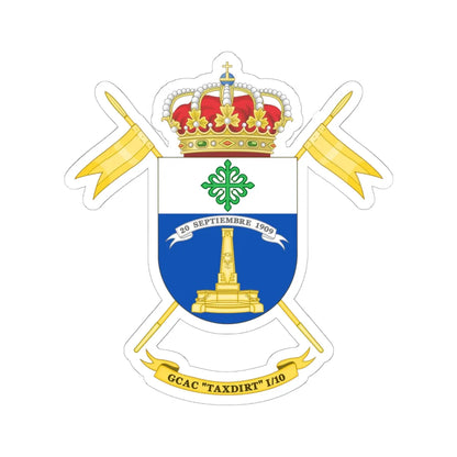 Coat of Arms of the 1st-10 Armored Cavalry Group Taxdirt (Spain) (Coat of Arms) STICKER Vinyl Kiss-Cut Decal 6 Inch White - The Sticker Space