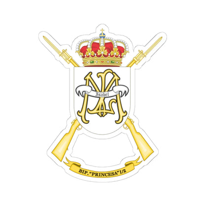 Coat of Arms of the 1st-2 Protected Infantry Battalion Princesa (Spain) (Coat of Arms) STICKER Vinyl Kiss-Cut Decal 6 Inch White - The Sticker Space