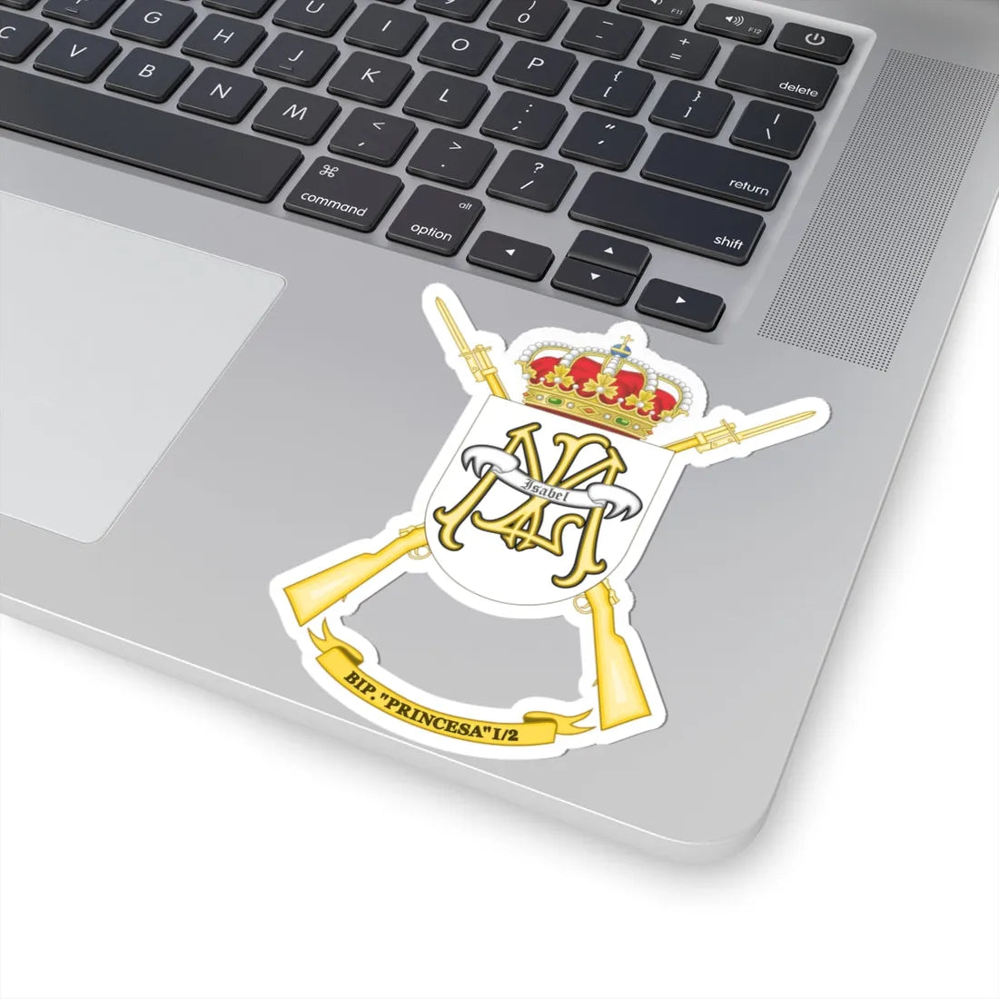 Coat of Arms of the 1st-2 Protected Infantry Battalion Princesa (Spain) (Coat of Arms) STICKER Vinyl Kiss-Cut Decal - The Sticker Space