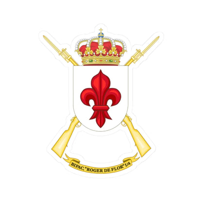 Coat of Arms of the 1st-4 Parachute Infantry Flag Roger de Flor (Spain) (Coat of Arms) STICKER Vinyl Kiss-Cut Decal 2 Inch White - The Sticker Space